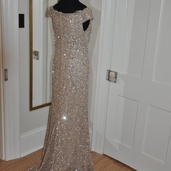 Sequined Gown Off the Shoulder - Picture 3 of 7